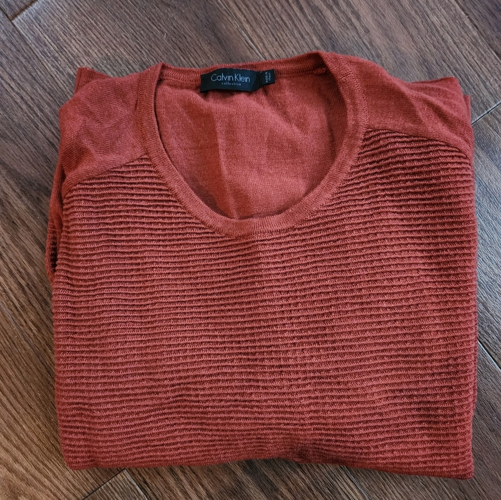 Calvin Klein Merino Wool Women's Rust-Coloured Sweater